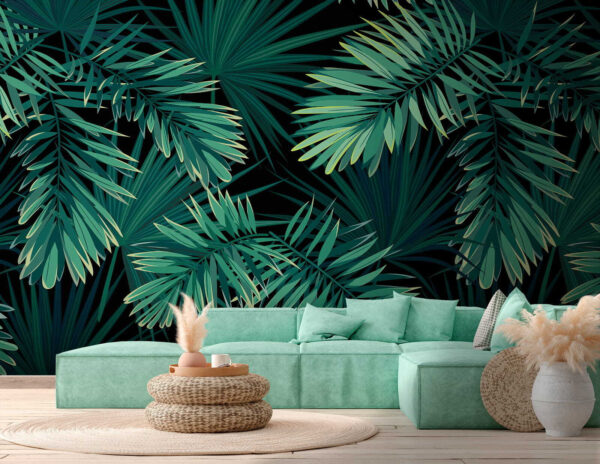 Tropical leaves on a dark background. Tropical leaves on a dark background.