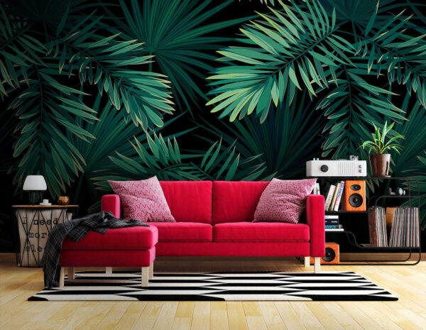 Tropical leaves on a dark background. Tropical leaves on a dark background.