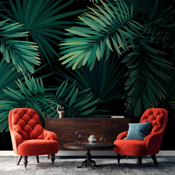 Tropical leaves on a dark background. Tropical leaves on a dark background.