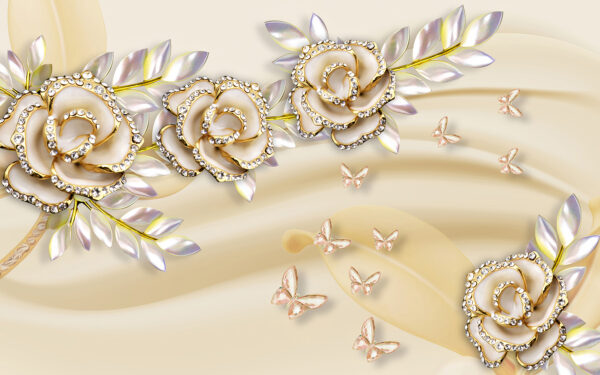 Elegant roses with delicate butterflies. Elegant roses with delicate butterflies.