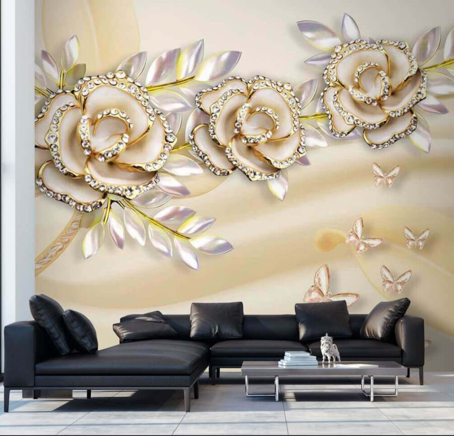 Elegant roses with delicate butterflies.
