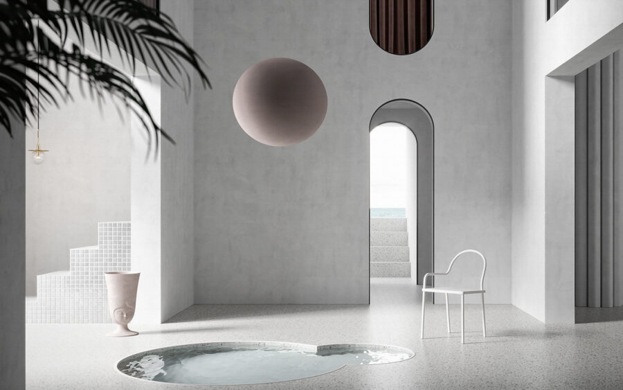 Room with a pool and a chair