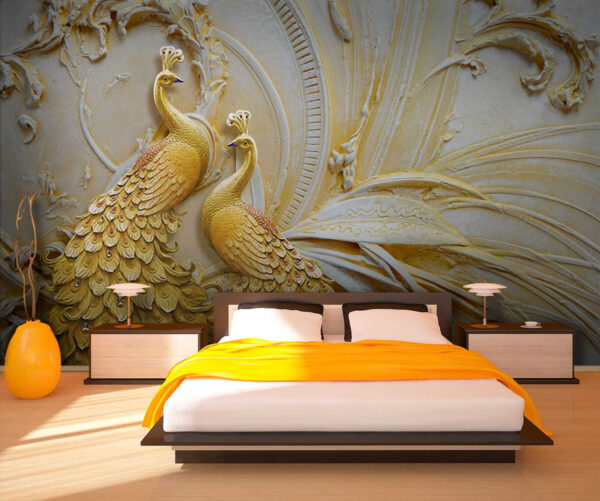 Elegant Peacocks in Ornate Relief Elegant Peacocks in Ornate Relief