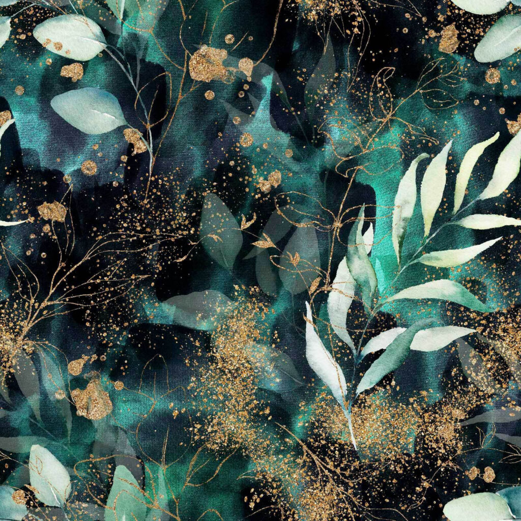 Elegant leaves in sparkling midnight hues. Elegant leaves in sparkling midnight hues.