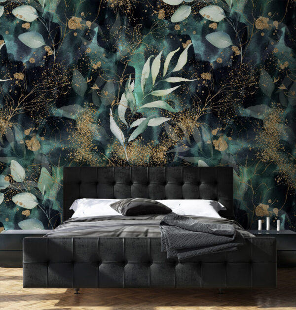 Elegant leaves in sparkling midnight hues. Elegant leaves in sparkling midnight hues.