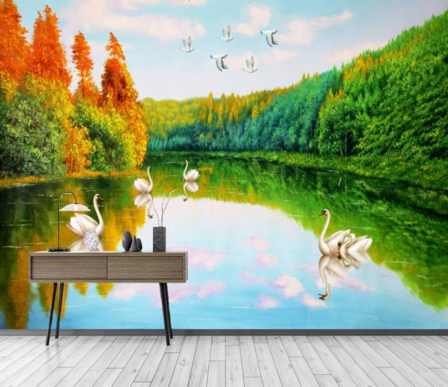 u45771pih1m 900x778 - Painting of swans on a lake - tegory