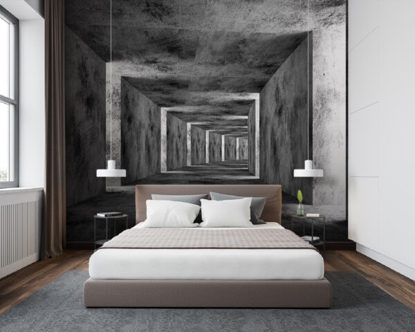 Room with concrete walls and a square ceiling Room with concrete walls and a square ceiling