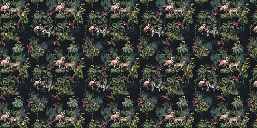 Pattern of flamingos and zebras