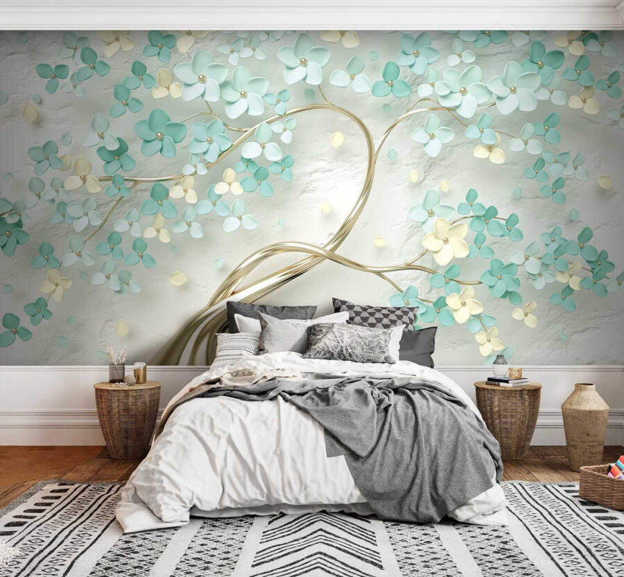Wall murals Tree with flowers and leaves - Image 4