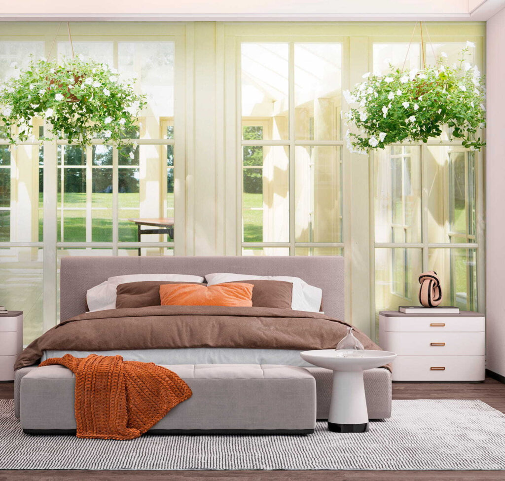 White patio door with glass windows and a potted plant from it u52614pib1 1024x975 - White patio door with glass windows and a potted plant from it