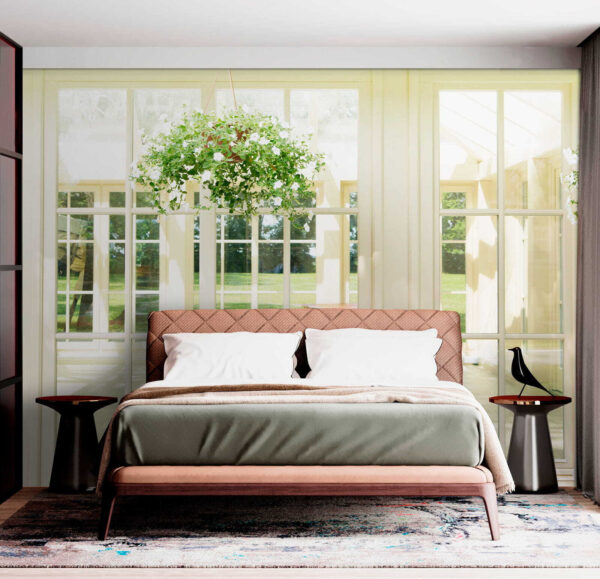 White patio door with glass windows and a potted plant from it u52614pib2 600x579 - White patio door with glass windows and a potted plant from it