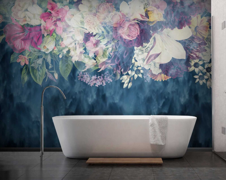Wall murals Group of flowers in a blue background - Image 9