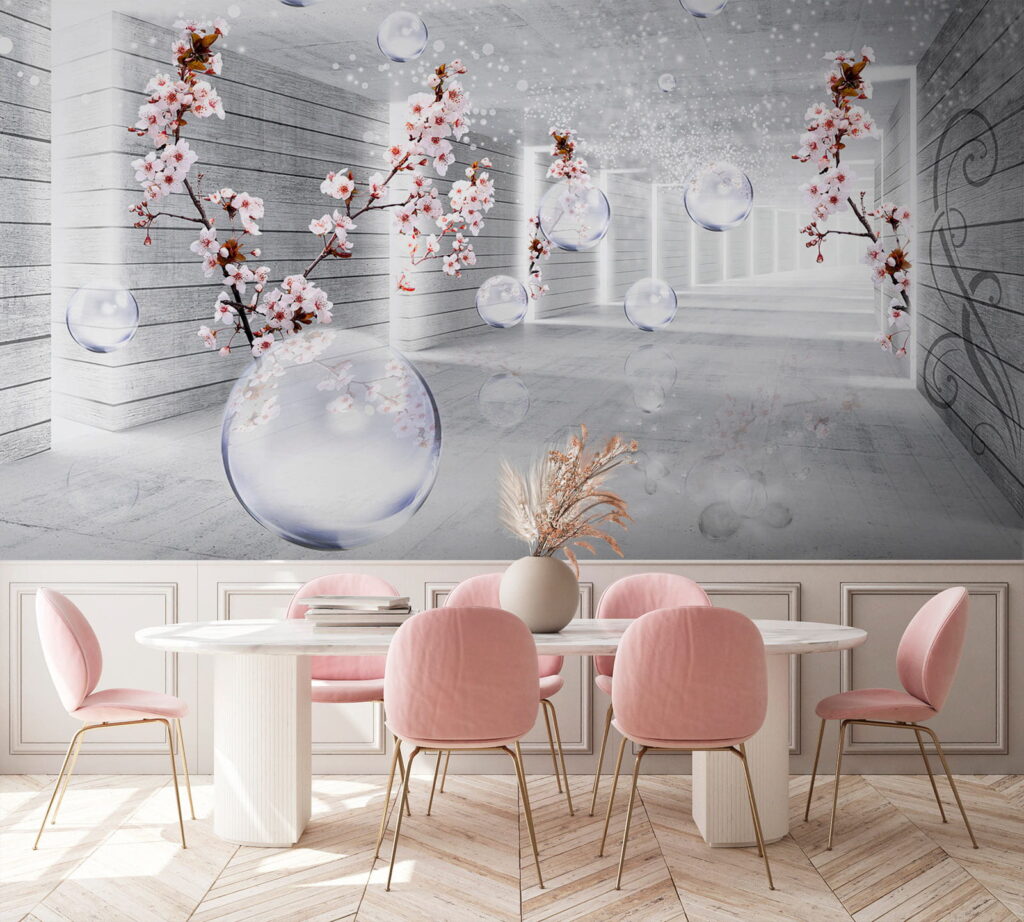 White room with flowers and bubbles u52629pik1 1024x922 - White room with flowers and bubbles - tegory