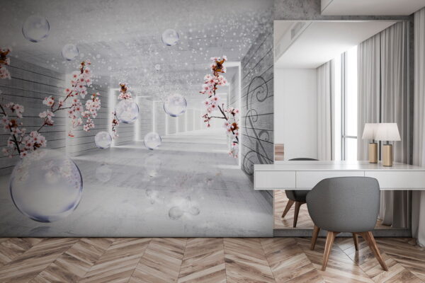 White room with flowers and bubbles u52629piw1 600x400 - White room with flowers and bubbles - tegory