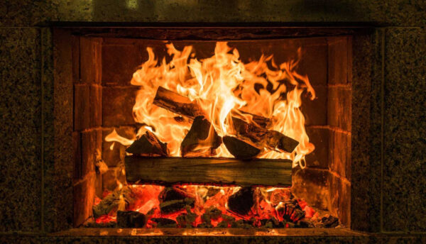 Fire in a fireplace Fire in a fireplace