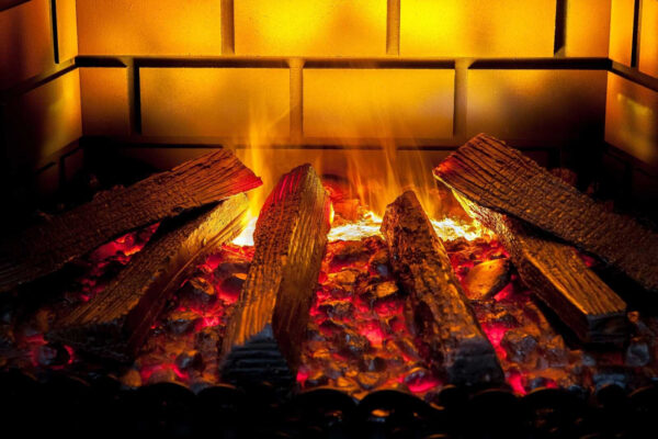 Fire in a fireplace Fire in a fireplace