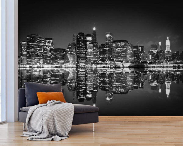 City skyline at night with lights reflecting on water u56970pig25 600x480 - City skyline at night with lights reflecting on water - tegory