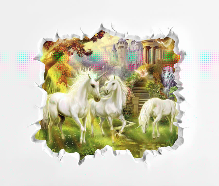 Wall murals Wall with a castle and unicorns - Image 4