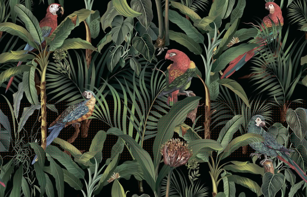 Wallpaper with birds and plants Wallpaper with birds and plants