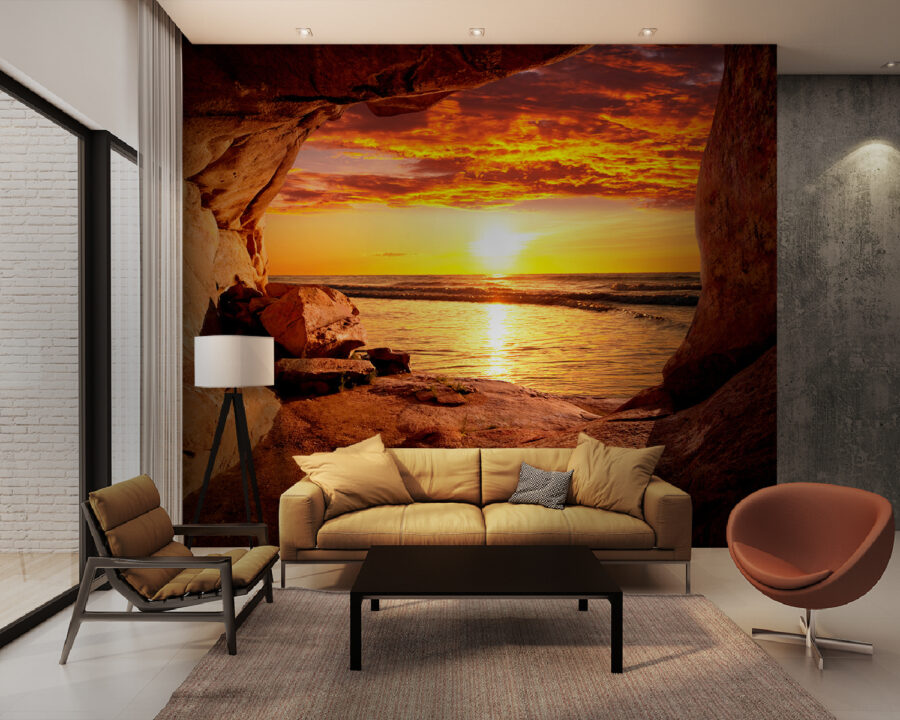 Sunset over a body of water