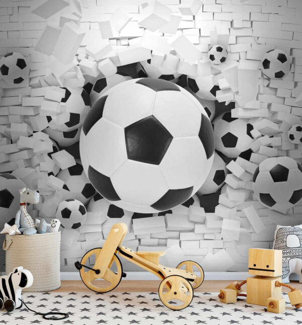 Group of football balls in a pile of bricks Group of football balls in a pile of bricks