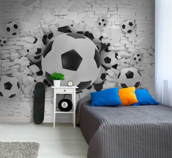 Group of football balls in a pile of bricks Group of football balls in a pile of bricks