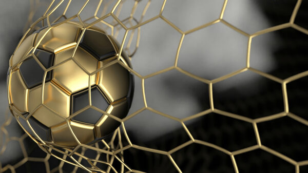 Football ball in a net Football ball in a net