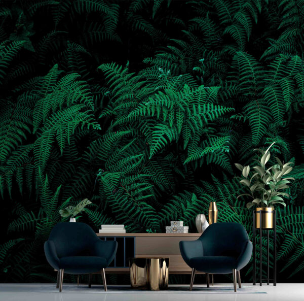 Lush ferns in deep green hues. Lush ferns in deep green hues.