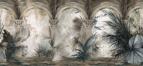 Wallpaper with columns and plants Wallpaper with columns and plants