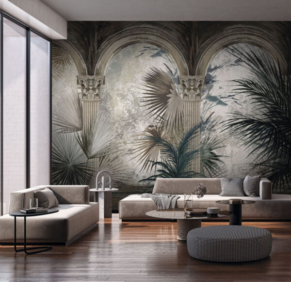 Wallpaper with columns and plants Wallpaper with columns and plants