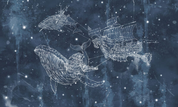 Drawing of a whale and a ship Drawing of a whale and a ship