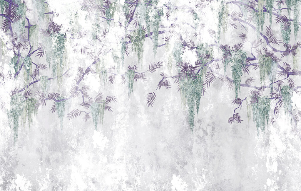 A tree branch with purple flowers A tree branch with purple flowers