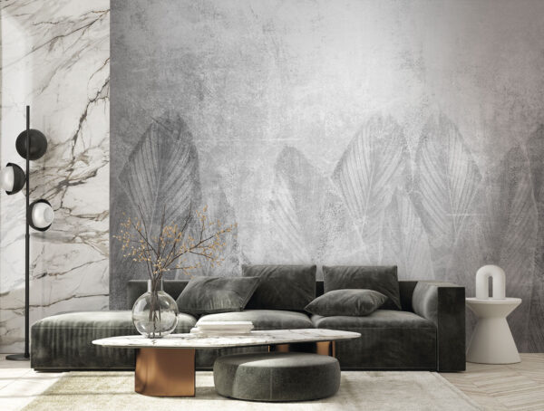 White and grey background with leaves White and grey background with leaves