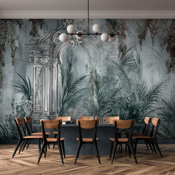 Wallpaper with a stone arch and plants Wallpaper with a stone arch and plants