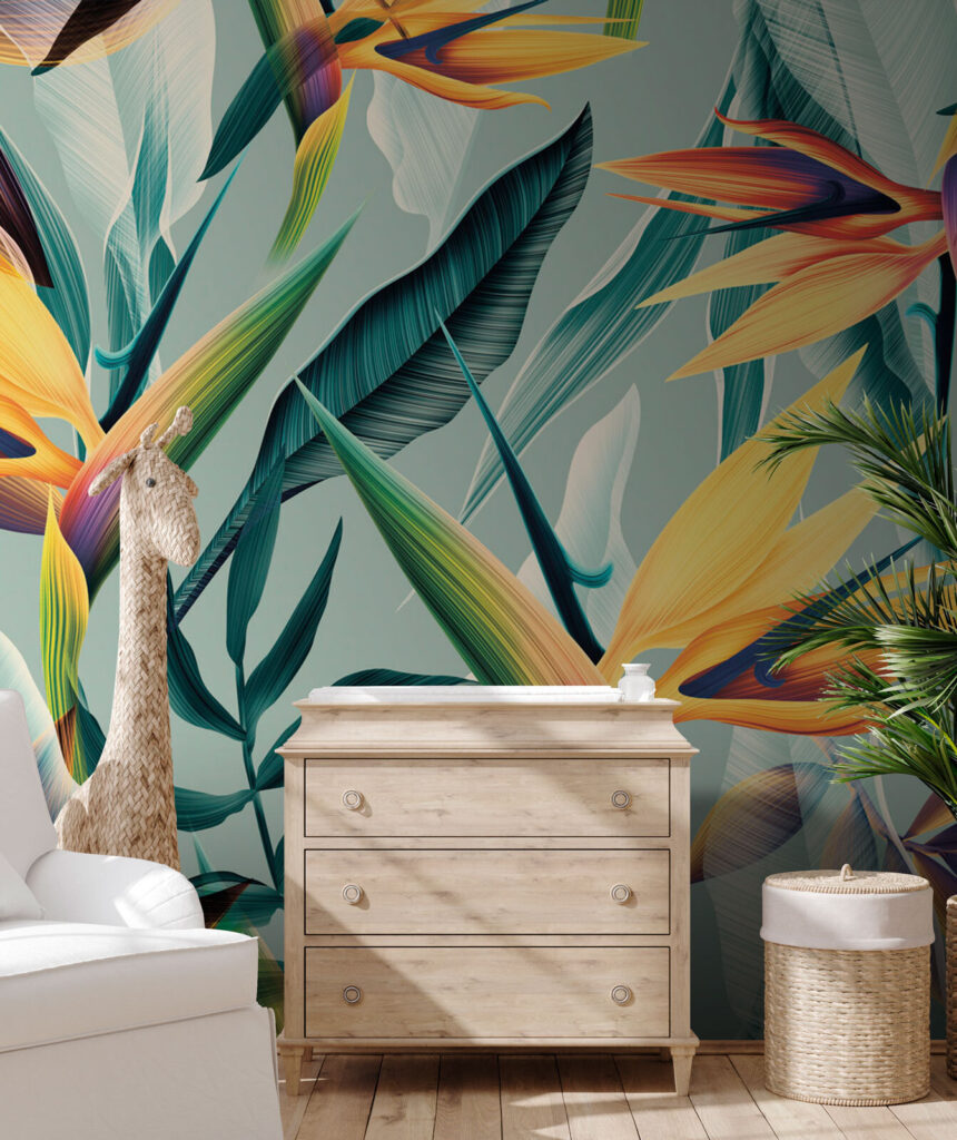 Colorful flowers and leaves