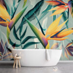 Wall mural Colorful flowers and leaves (SKU: u73960)