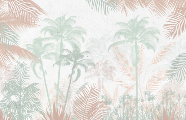 Palm trees and plants on a white background Palm trees and plants on a white background