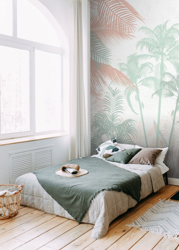 Palm trees and plants on a white background Palm trees and plants on a white background