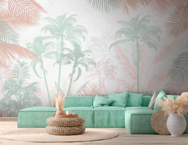 Palm trees and plants on a white background Palm trees and plants on a white background