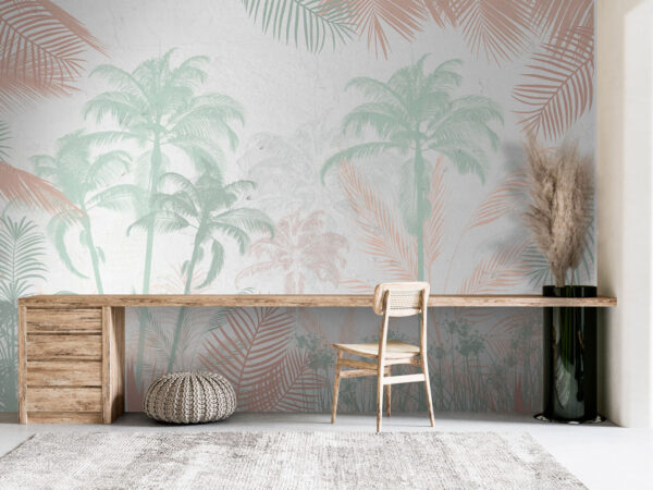 Palm trees and plants on a white background Palm trees and plants on a white background