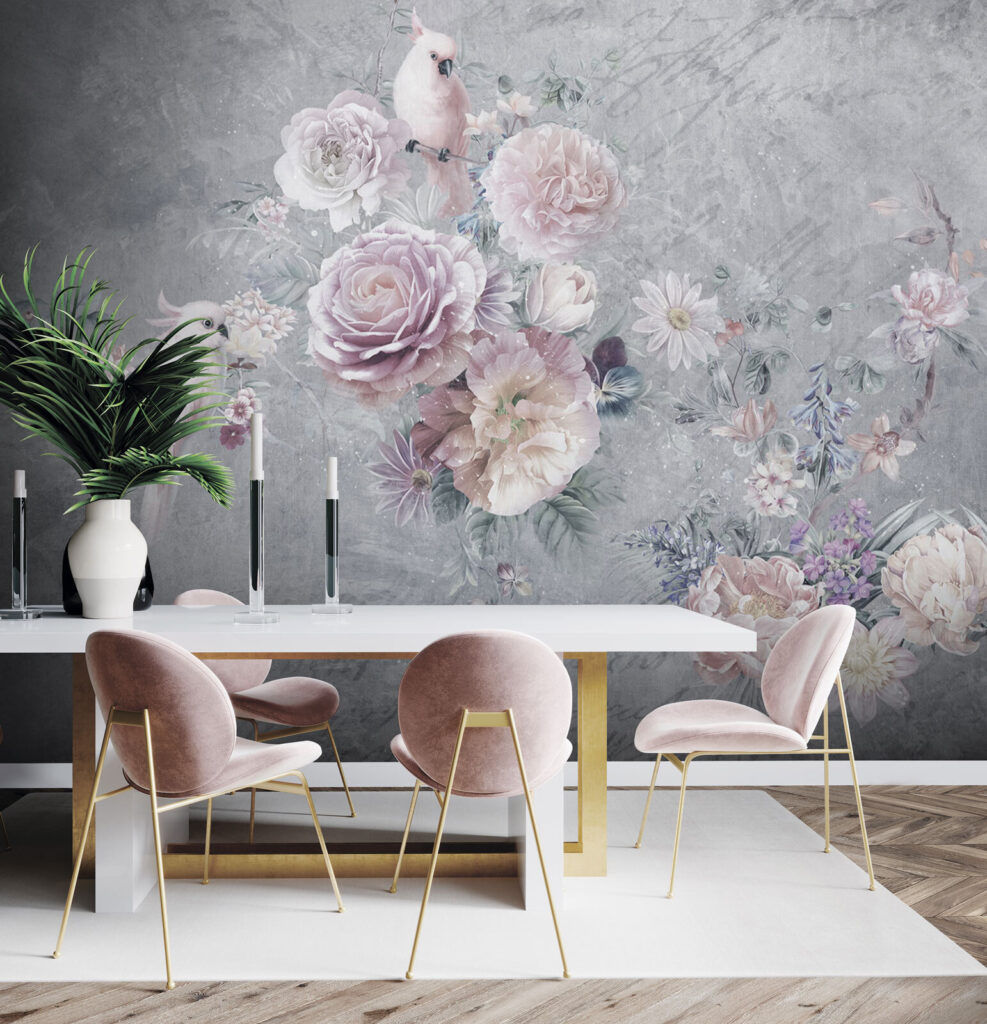 Painting of flowers and birds Painting of flowers and birds