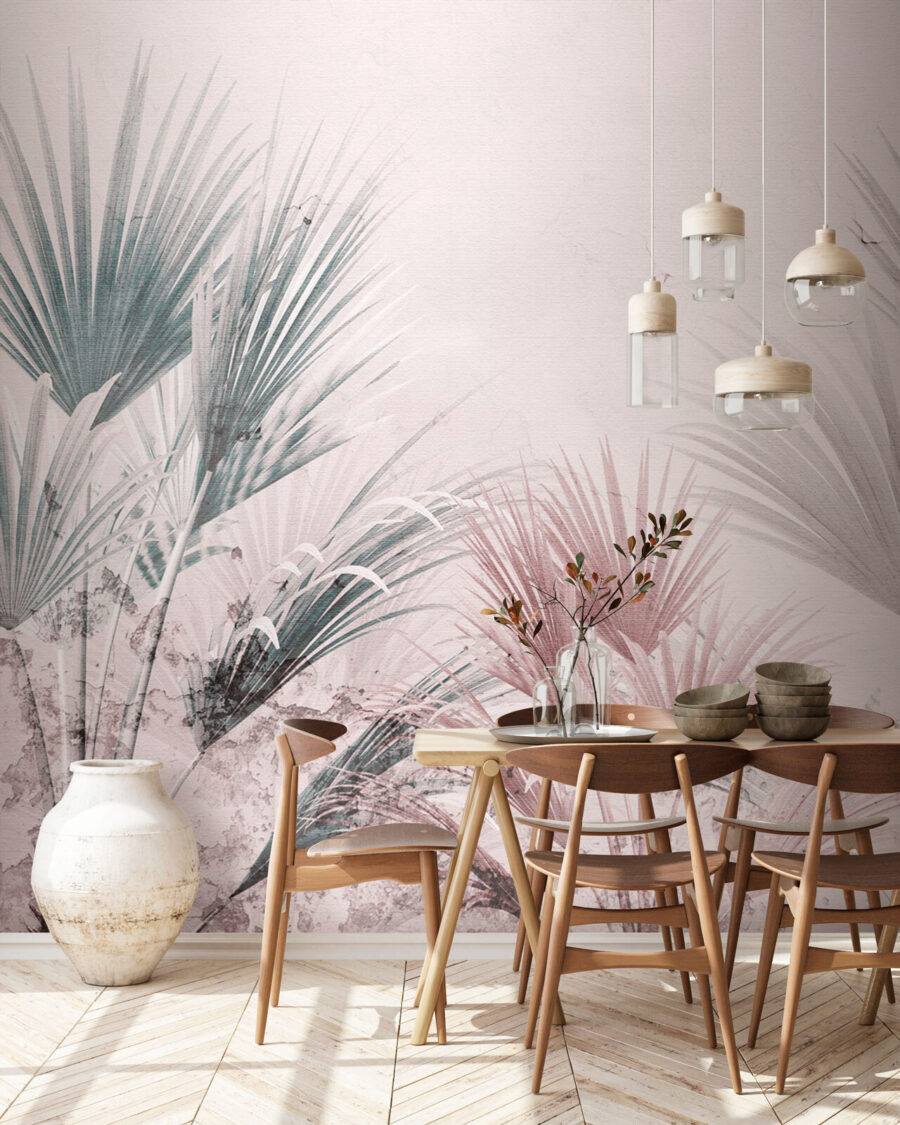 Elegant palm leaves on a soft background.