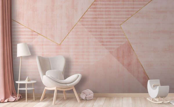 Pink and white background with gold lines