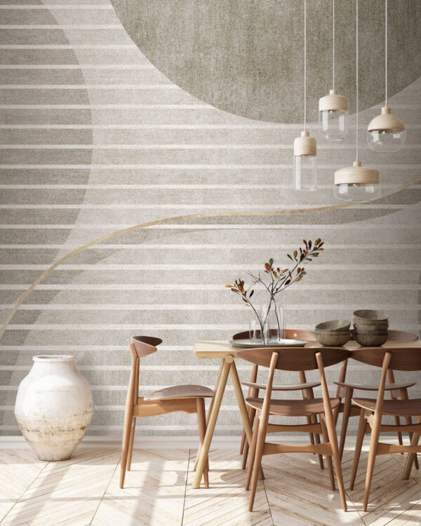 Grey and white wallpaper with circles and lines