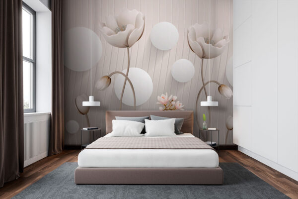 Wallpaper with flowers and circles u74207pib1m 600x400 - Wallpaper with flowers and circles - tegory