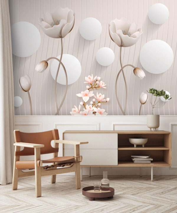 Wallpaper with flowers and circles u74207pig1 600x720 - Wallpaper with flowers and circles - tegory