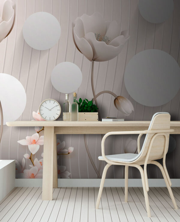 Wallpaper with flowers and circles u74207piw1 600x738 - Wallpaper with flowers and circles - tegory