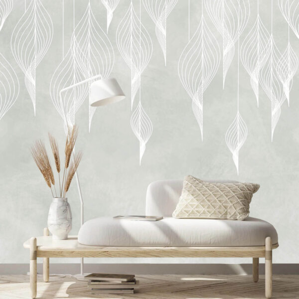 White line art of leaves White line art of leaves