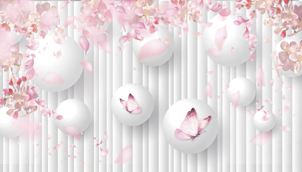 Group of white balls with pink butterflies on them u74222p 1024x582 - Group of white balls with pink butterflies on them - tegory