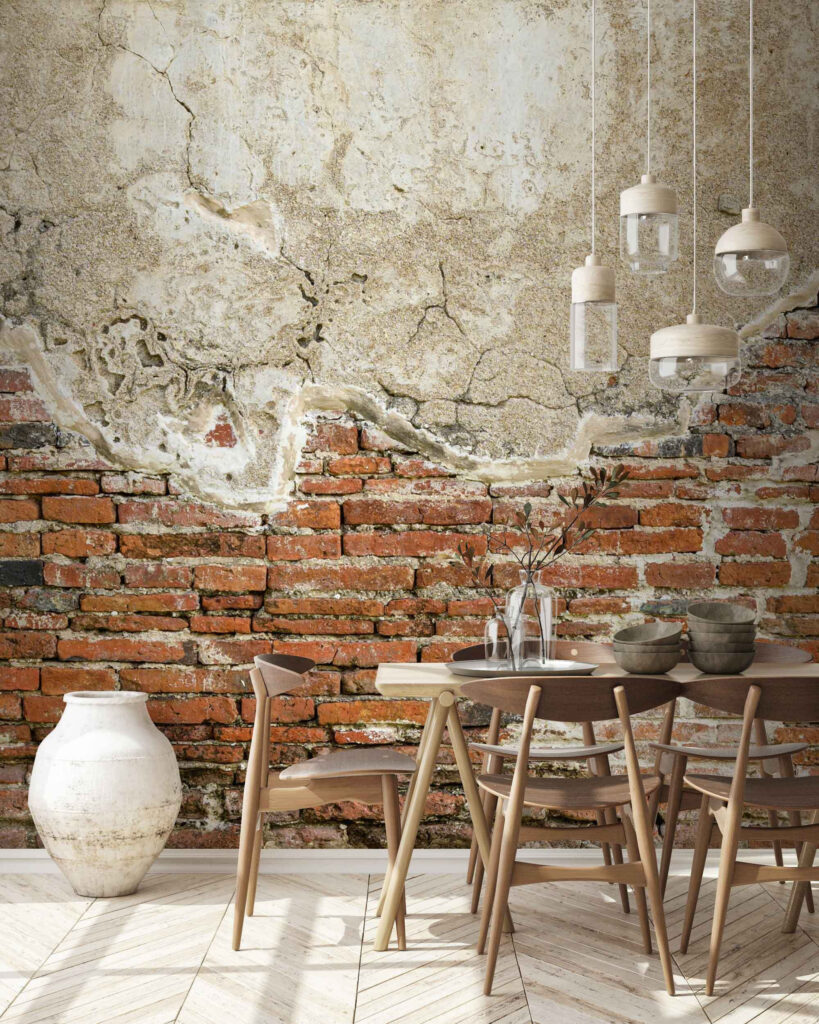 Brick wall with a cement wall Brick wall with a cement wall